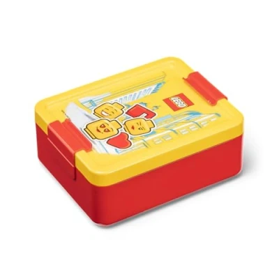 Image of LEGO Lunch Box with compartments Iconic Girl Design, Durable &amp; Fun for Kids, Yellow Red, Dishwasher Safe, Perfect Meal Prep, Snacks and Travel