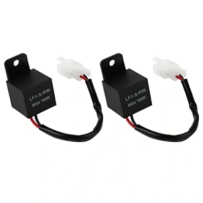 Image of Boisbresil 2pcs 2Pin Flasher Relay 12V Auto Motorcycle Indicators LED Turn Indicator Light Signal (Black)