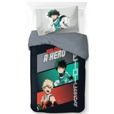 Image of Jay Franco My Hero Academia 100% Cotton Single Duvet Cover Set Bedding Includes 50 x 70 cm Pillowcase