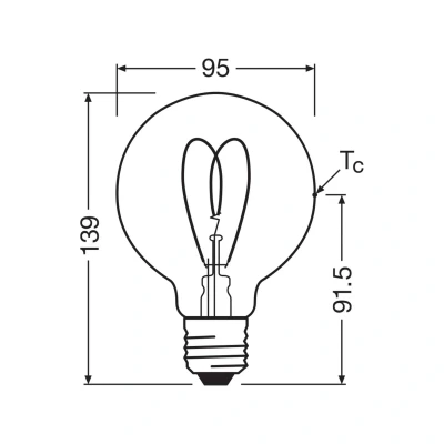 Image of OSRAM LED Vintage G95 E27 4,9W 922 Heart Filament gold dimmable