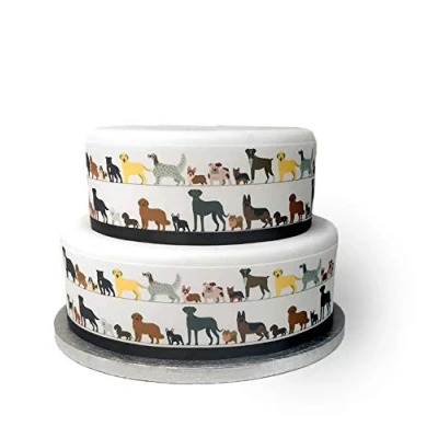 Image of Top That Edible Decor Sheet Cute Dog Puppy Animal Border Ribbon Perfect for Decorating Your Cakes Easy to Use
