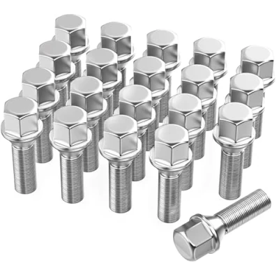 Image of GAsupply 20pcs Tapered Seat Alloy Wheel Bolts M12x1.5, 28mm Thread, 17mm Hex Replacement Bolt Kit for Most BMW (Chrome)
