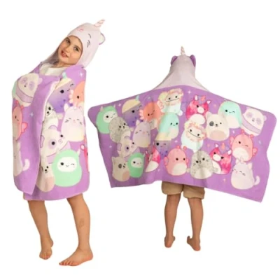 Image of Franco Squishmallows Kids Super Soft Bath/Pool/Beach Cotton Terry Hooded Towel Wrap, 24 in x 50 in, (Officially Licensed Product)