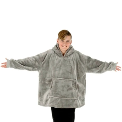 Image of Hodge and Teens Unizex Hoodie Blanket Sherpa Fleece Sweatshirt Oversize Top Light Grey
