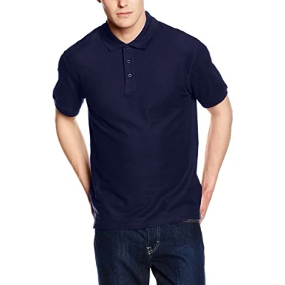 Image of Fruit of the Loom Men&#039;s Premium Short Sleeve Polo Shirt, Navy, Medium B