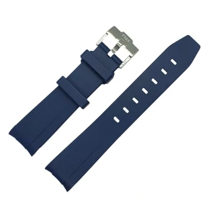 Image of Max Curved End TPU Replacement Watch Strap Choose Colour 20mm, 21mm, 22mm (20mm, Blue No Groove)