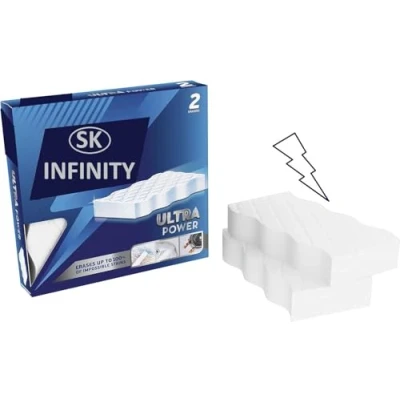 Image of 2 Flash Ultra Power Magic Eraser Sponge Erases Impossible Stains UP to 100% Chemical Free Multi Functional Long Lasting Easy Cleaning for Comfort and Effortless Shine (Pack of 1 (2pc))