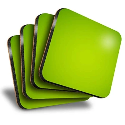 Image of Destination Vinyl ltd Great Coasters (Set of 4) Square Lime Green Colour Fade Drink Glossy Coasters/Tabletop Protection for Any Table Type #14805