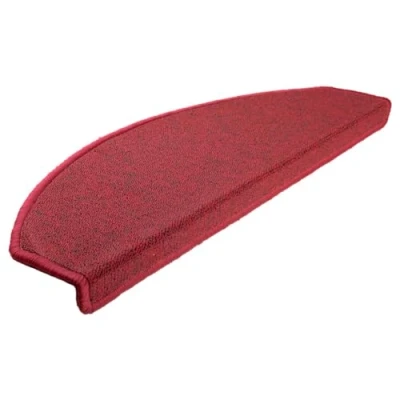 Image of vidaXL Carpet Stair Treads, Set of 15, Bordeaux Red, 65x24x4 cm, Non Slip, Sound Dampening, 100% PP Tufted Material, Washable and Foldable