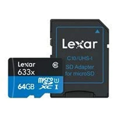 Image of Carte mémoire Micro SD Lexar High Performance 64Go SDXC Class 10 avec adaptateur, LSDMI64GBBNL633A