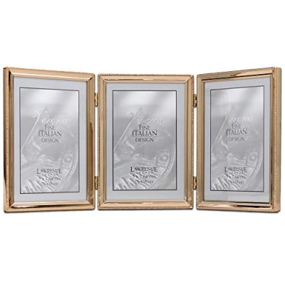 Image of Lawrence Frames Picture Frame, Metal, Gold, 5x7 Triple