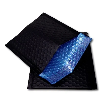 Image of EPOSGEAR Black Matt Matte Metallic Foil Bubble Wrap Lined Padded Mailing Gift Bags Envelopes (10, C6+ (165mm x 165mm))
