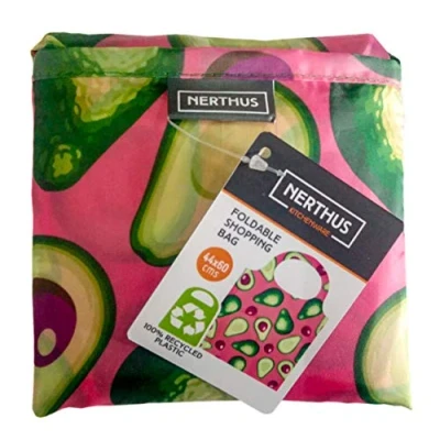 Image of NERTHUS Shopping 100 Reusable, Foldable, Compact and Eco Friendly Supermarket Bag, 100% recycled plastic, Avocado, 43x43 cm