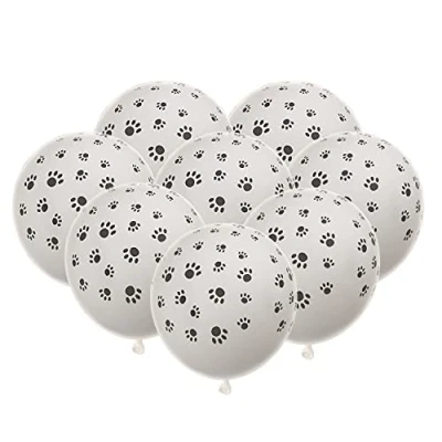 Image of Parieo Print Latex Balloons 12 Inch Paw Party Animal for Jungle Birthday Wedding Decoration (10 Pieces)