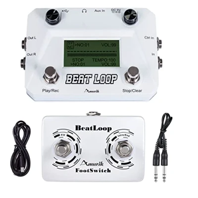 Image of Amuzik Beat Loop Guitar Effect Pedal Drum Looper Machine 40 Drums Rhythm 50min Recording Time Tap Tempo to with USB