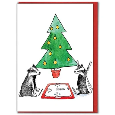 Image of Brainbox Candy Jimbob Art Cute Christmas Cards Xmas &#039;Badger Game&#039; Perfect For Friends And Children Sold