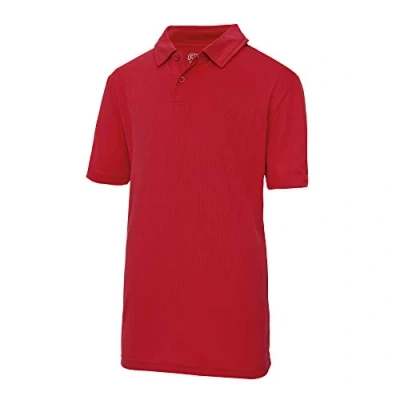 Image of Just Cool Kids Unisex Sports Polo Plain Shirt (9 11) (Fire Red)