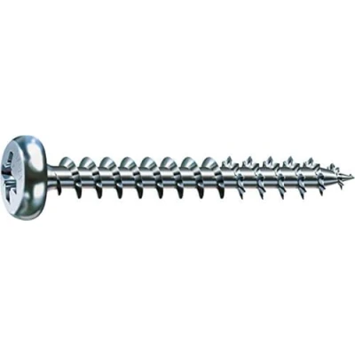 Image of SPAX 0231010400205 Universal Screw, 4.0 x 20 mm, Phillips Z2, Half Round Head, Fully Thread, 4CUT, WIROX A3J, Blank Galvanised, Pack of 1000