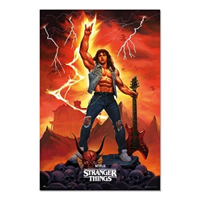 Image of Grupo Erik Stranger Things Eddie Poster 36 x 24 inches / 91.5 61 cm Shipped Rolled Up Cool Posters Art &amp; Prints Wall