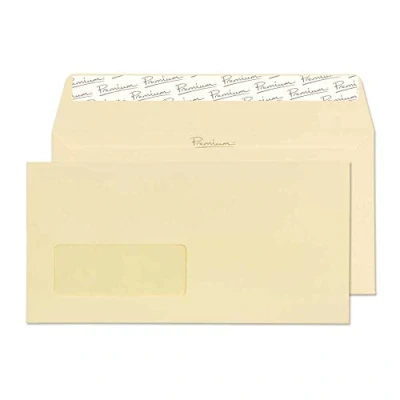 Image of Blake Business DL 110 x 220 mm 120 gsm Peel &amp; Seal Window Wallet Envelopes (51264) Vellum Wove Pack of 25