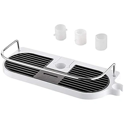 Image of Ibergrif M34032 Shower Shelf No Drilling, Bathroom Pole Storage Rack Holder with Buckle and Head Hook Fits 19mm 25mm Rail, Silver/Black