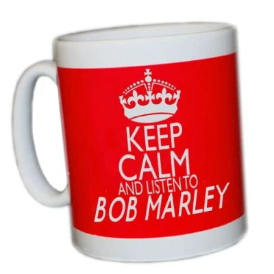 Image of KEEP CALM AND LISTEN TO BOB MARLEY (RED) MUG