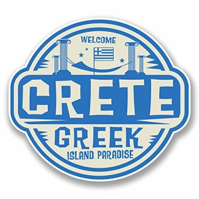 Image of 2 x 10cm Crete Greece Vinyl Sticker Laptop Travel Luggage Greek Fun #9828 (10cm Wide 9cm High)