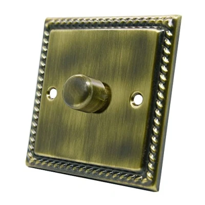 Image of Georgian Antique Brass 1 Gang Dimmer 400W 10 Amp Single 2 Way Light Switch