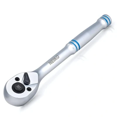 Image of NEIKO 03116A 3/8 Inch Ratchet Wrench, 100 Tooth Reversible Ratchet, 3.6 Degree, Quick Release Drive 8&quot; Long Handle Oval Head Socket CR V Steel Wrench