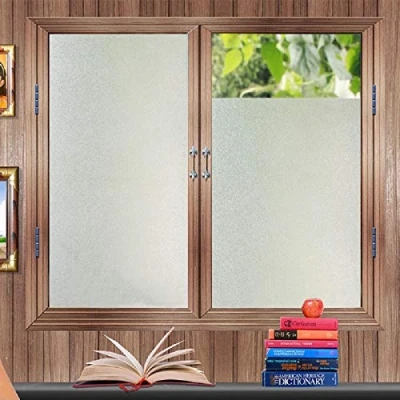 Image of Zindoo Privacy Window Film Stain Glass Cling No Glue Static Decorative Covering Frosted 90CM x 200 CM
