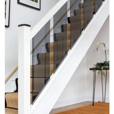 Image of Jackson Woodturners 300mm Landing or Rake Glass Stair Panel Grey (Landing Panel)