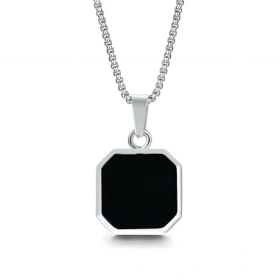 Image of WitmAn Gold Black Onyx Pendant Necklace,Healing Crystal Necklace, Stone for Mens Womens,Adjustable Rope Necklace (Silver)