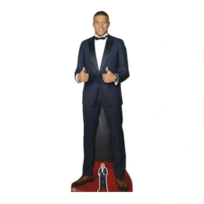 Image of CS788 Kylian Mbappé Thumbs Up Lifesize Cardboard Cut Out Figure with Free Desktop Standee Standup 180cm Tall