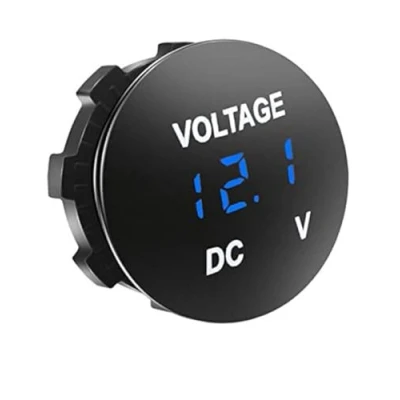 Image of Aofan Auto Voltmeter DC12V 24V with LED Digital Display, Round Mini Waterproof,for Car Motorcycle Truck (blue)