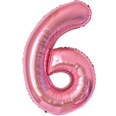 Image of Number Balloons 6,Pink 6 Balloon 40 Inch Giant Helium Foil for Boys Girls Party Decor Birthday Anniversary Graduation Decorations Supplies