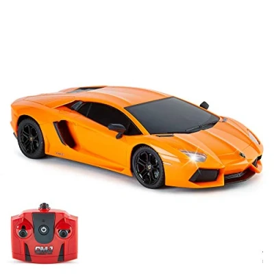 Image of CMJ RC Cars™ Lamborghini Aventador Officially Licensed Remote Control Car 1:18 Scale Working Lights 2.4Ghz Orange