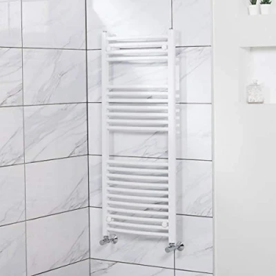 Image of NRG Curved Heated Towel Rail Radiator Bathroom Central Heating Ladder Warmer Rad 1200x500mm White
