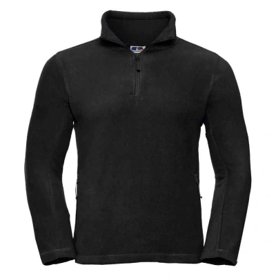 Image of Russell Athletic Mens Zip Neck Outdoor Fleece Top (Black) Size X Small