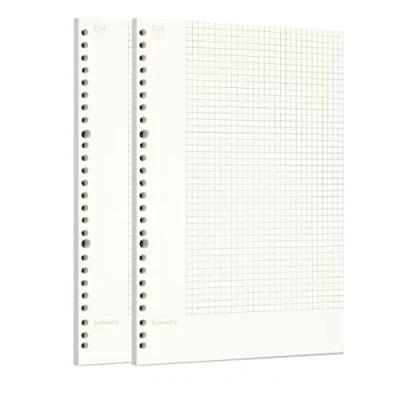 Image of Zelten 2 Pack B5 120 Sheets/240 Pages Connell Loose Leaf Punched Paper Refills for 26 Hole Binder Personal Organizer Diary Notebook Refillable Planner