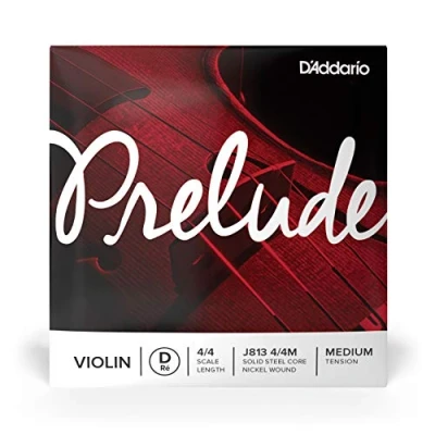 Image of D’Addario Prelude Violin Single String, D 4/4 Scale, Medium Tension J813 4/4M Solid Steel Core, Warm Tone, Economical and Durable Educator’s Choice for Student Strings 1 String