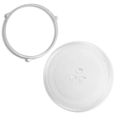 Image of SPARES2GO Microwave Glass Turntable Plate 284mm + 3 Wheel Roller Ring Support Stand Compatible with Panasonic NN SD27HSBPQ 23 Litre