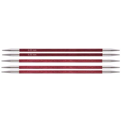 Image of KnitPro Royale: Knitting Pins: Sets of 6: Double Ended: 20cm x 4.00mm, Birchwood, brass, Multi Colour, 4mm