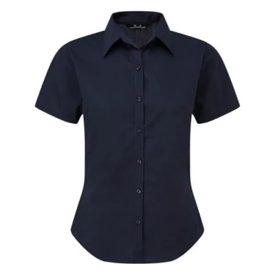Image of Premier Women&#039;s poplin Short Sleeve Blouse, Ladies Plain Work Shirt Navy Size 10