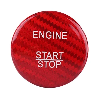 Image of Engine start stop button Switch Carbon Fiber cover Trim Fit for A B C GLC GLA CLA ML GL Class (Red)+mercedes cover+red +ignition