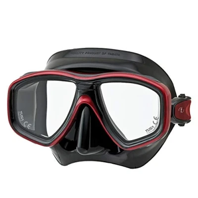 Image of Tusa M 212 Ceos Black Silicone Scuba Diving Mask Metallic Dark Red