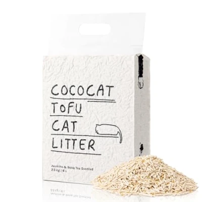 Image of Cococat Tofu Cat Litter Strong Clumping, Flushable, Dust free, Easy Scooping, Biodegradable, Jasmine Milk Tea Scent For Excellent Odour Control (6L x 1 Pack)