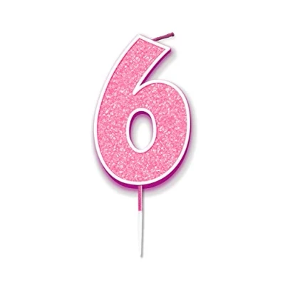 Image of Oaktree Glitter No.6 Candle 7.5cm Pink/Silver