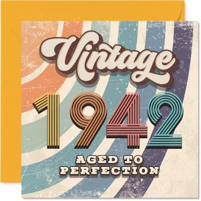 Image of 83rd Birthday Card for Men Women Vintage 1942 Aged To Perfection Happy 83 Cards Nan Husband Grandma Wife Grandad Auntie, 145mm Bday Greeting