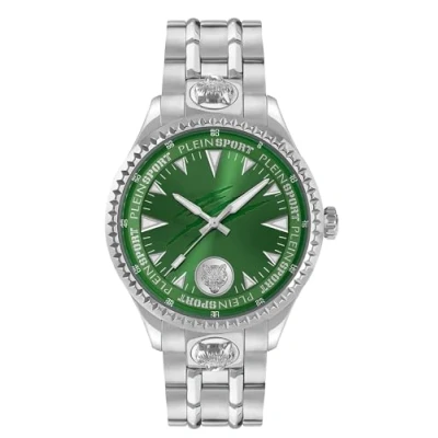 Image of Plein Sport Men&#039;s Watch Analogue Quartz Lineman, Silver/Green/Steel Ps5ba0624, Bracelet