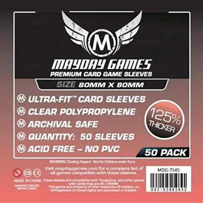 Image of Mayday Premium Square Card Sleeves, 50 pcs, 80 x mm, Polypropylene (PP), Acid Free, PVC Clear